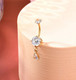 Dangling Belly Bar w/cz Drop in gold plated surgical steel