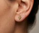 14K Solid Gold Tiny 9 Bubble Ball Threaded Ear stud on Earlobe