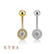 18K Solid Gold Halo Set with Plain Top ball Banana Bar