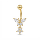 Gold Plated CZ Butterfly w/ CZ Flower Body Jewelry