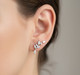 Surgical Steel CZ leaf internally threaded stud on ear lobe