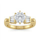 Six Prong Round Brilliant & Baguette Engagement Ring