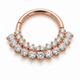 Close-up view Daith/Septum clicker in 18K solid Rose Gold w/cz