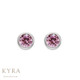 Pink Bezel Ear Studs w/ 4mm CZ Titanium