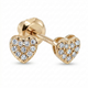 3mm Natural Diamond Heart Cluster Ear Stud in 14K Yellow Gold