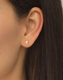 14k Enamel Dove in Solid Yellow Gold on ear
