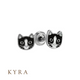 7mm White and Black Cat Ear Stud in Medical Grade Surgical Steel