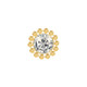 3mm Bead Border with CZ Ear Stud in Yellow Gold 14k