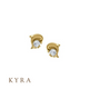 Dolphin Ear Stud Yellow Gold with CZ 14k