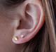 Puffed Heart in solid Yellow Gold in adult ear