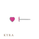 Pink Enamel Heart White Gold Ear Stud