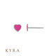 Pink Enamel Heart White Gold Ear Stud 14k