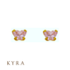 Butterfly Rose Ear Stud with CZ in Yellow Gold 14k