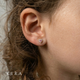 Heart with Halo Pink CZ Ear Stud in yellow Gold 14k on ear