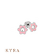 Pink Enamel Flower Ear Stud with CZ