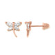 Dragon Fly CZ  ear studs in 18K Gold with threaded bell back