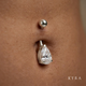 Pear shape CZ Belly Bar in Solid 18K Gold