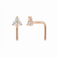 18K "L" Nose Pin with Ball End Tiny CZ Trinity