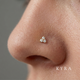 Pierced Nose with a 18K "L" Bend Nose Pin with Ball End with CZ Trinity