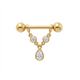 Yellow Gold CZ Pear Dangling Hidden Helix Bar