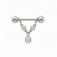White Gold CZ Pear Dangling Hidden Helix Bar