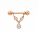 Rose Gold CZ Pear Dangling Hidden Helix Bar