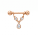 Rose Gold Nipple Bar in 18K Gold with Dangling CZ Pear
