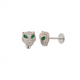 Solid White Gold Panther Threaded Stud with CZ