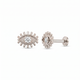 White Gold Evil Eye with CZ Threaded Stud (Nazar)