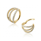 Solid Yellow Gold 3 Row Split CZ Hoop Earring (8mm)