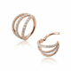 Solid Rose Gold 3 Row Split CZ Hoop Earring (8mm)