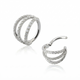 Solid White Gold 3 Row Split CZ Hoop Earring (8mm)