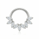14K Solid Gold 3 Tulip Daith & septum Clicker w/ CZ Marquise in White Gold