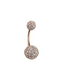 14K Solid Rose Gold Belly Jewelry w/ CZ Pave Ball