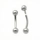 Solid White Gold Curved Barbell w/ Ball ends