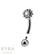 Flower CZ Curved Barbell Titanium