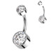 French Bezel CZ Titanium Belly Barbell – 14 G, Internally Threaded, Sparkling CZ