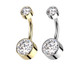 French Bezel CZ Titanium Belly Barbell – 14 G, Internally Threaded, Sparkling CZ | KYRA UAE