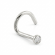 2mm Bezel set CZ cork-screw wired Nose Pin in Titanium