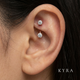 3mm CZ Rook Piercing Jewelry Solid gold Internally threaded curved barbel w/front facing stones
