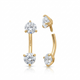 Curved Barbel in solid 14K Yellow gold  w/ front facing 3 prong CZ