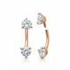 Rose Gold Curved Barbel w/ front facing 3 prong CZl in solid 14K gold  w/ front facing 3 prong CZ