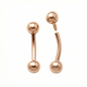 Curved Barbell w/ Plain gold balls in 14K rose gold