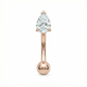 Curved Barbel w/front facing Pear shaped CZ in 14K Rose Gold