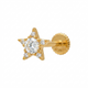 Medium Star CZ Threaded Stud in 18K Solid Yellow Gold