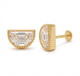 Pie Cut CZ Piercing Threaded Stud in Gold