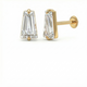 Taper CZ Large Threaded Stud in 14K Yellow Gold