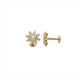 18K Yellow Gold Flower CZ Threaded Stud