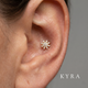 Conch Piercing Jewelry 18K Yellow Gold Flower CZ Threaded Stud