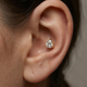 Trilliant cut solid yellow gold threaded Ear Stud